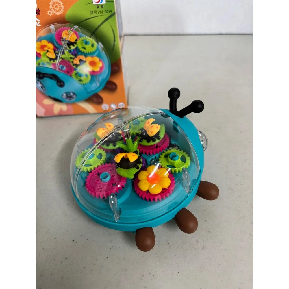 YJ Toys Blue‎ Ladybug Gear Toy YJ-3039 Clear Dome Mechanical Moving Beetle NEW